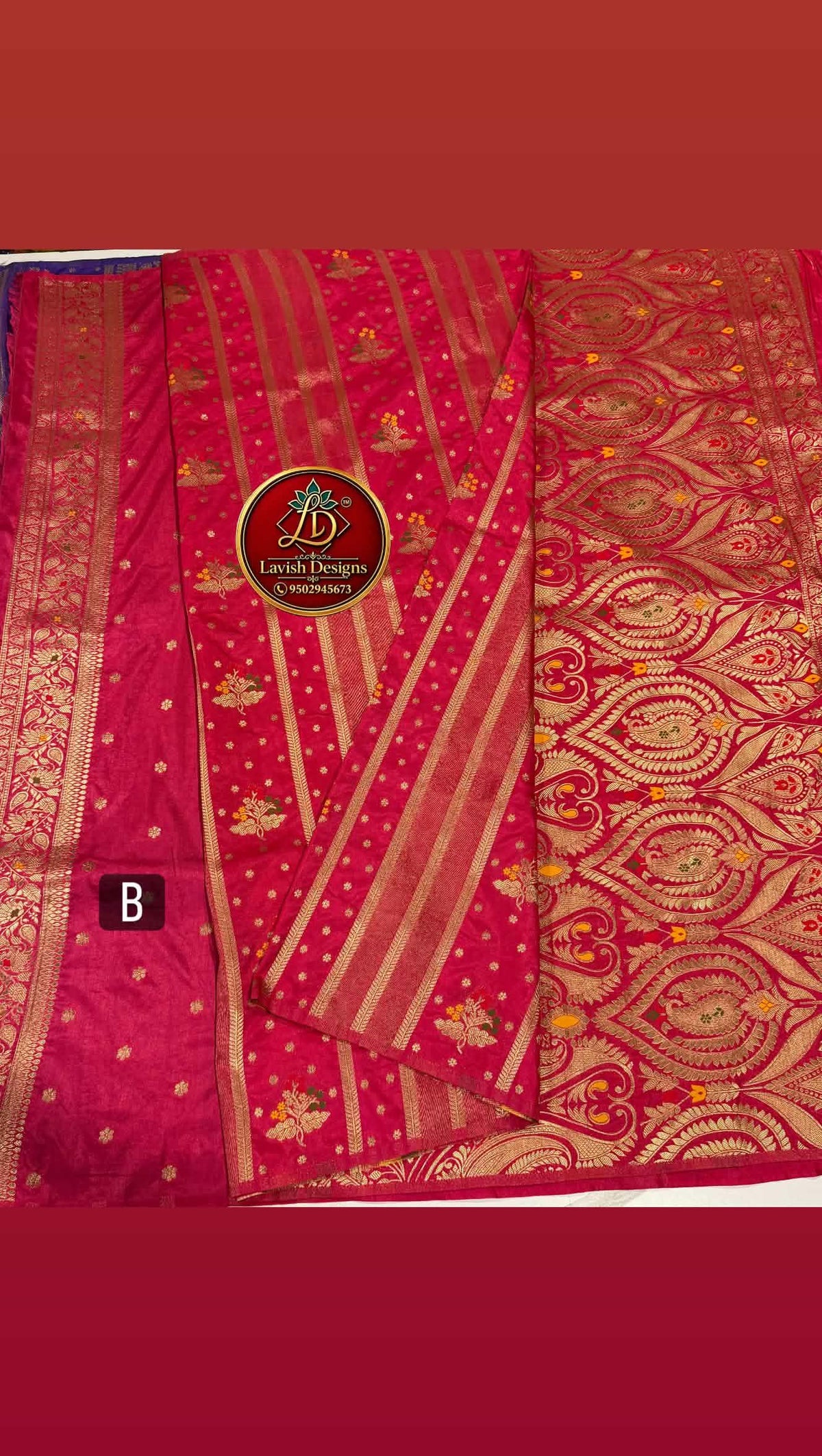 Mc-1399 Rani pink colour Moonga crepe vertical lines sarees