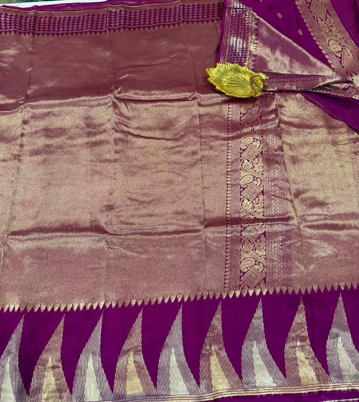 MS-4600 Purple colour Temple tissue saree