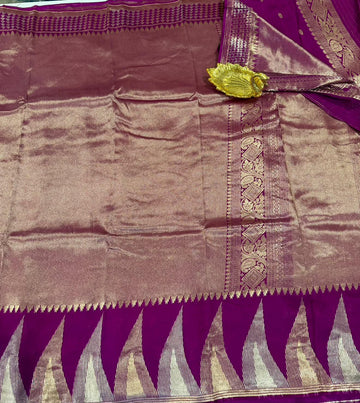 MS-4600 Purple colour Temple tissue saree
