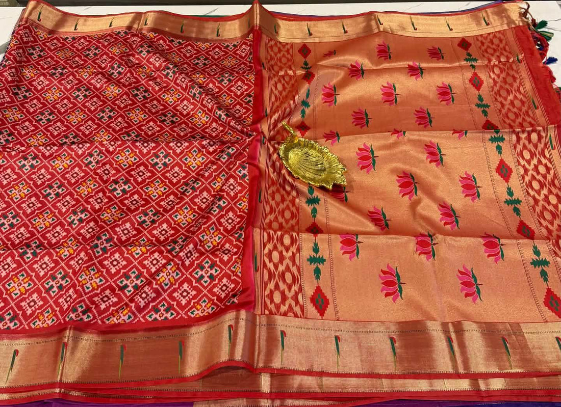 LD-21 muniya navaratna patola sarees red colour