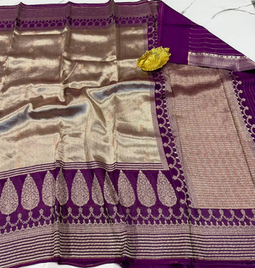 Kk-4500 purple colour kanchi kora tissue saree