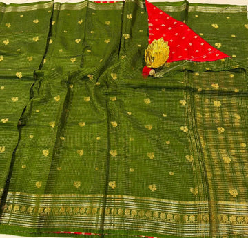 SA-1950 Leaf green colour banaras vintage Kanchi saree