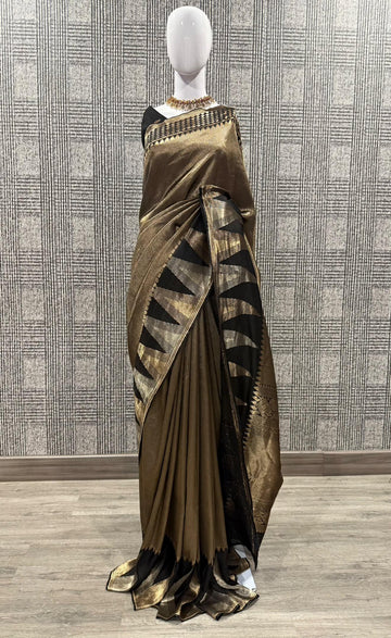 MS-4600 Black colour Temple tissue saree