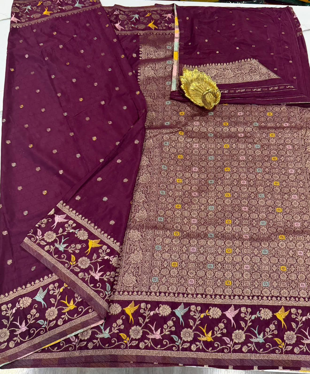 BCP-1850 Wine colour benny crepe saree