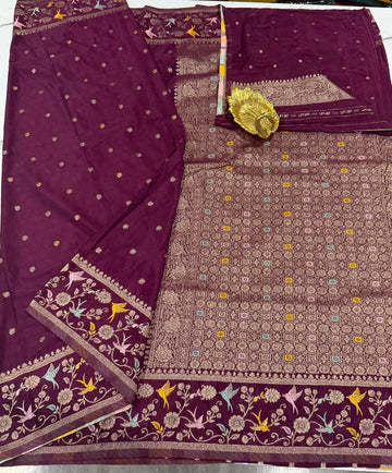 BCP-1850 Wine colour benny crepe saree