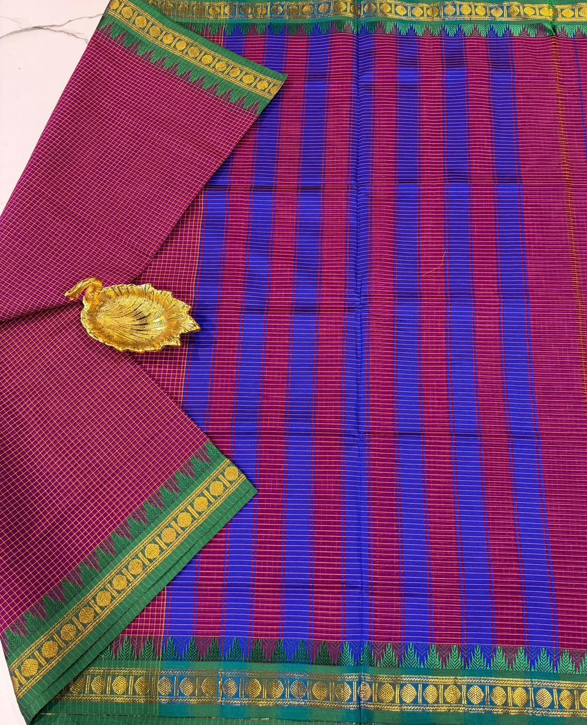 KC-950 Purple nd blue kanchi cotton saree