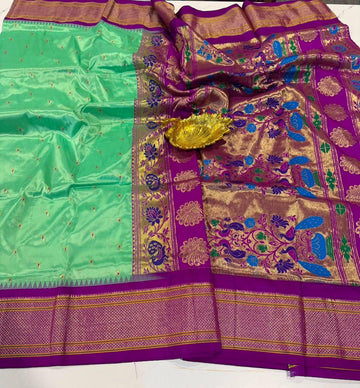 LD-N9 narayanapeta semi pattu green and mengentha saree