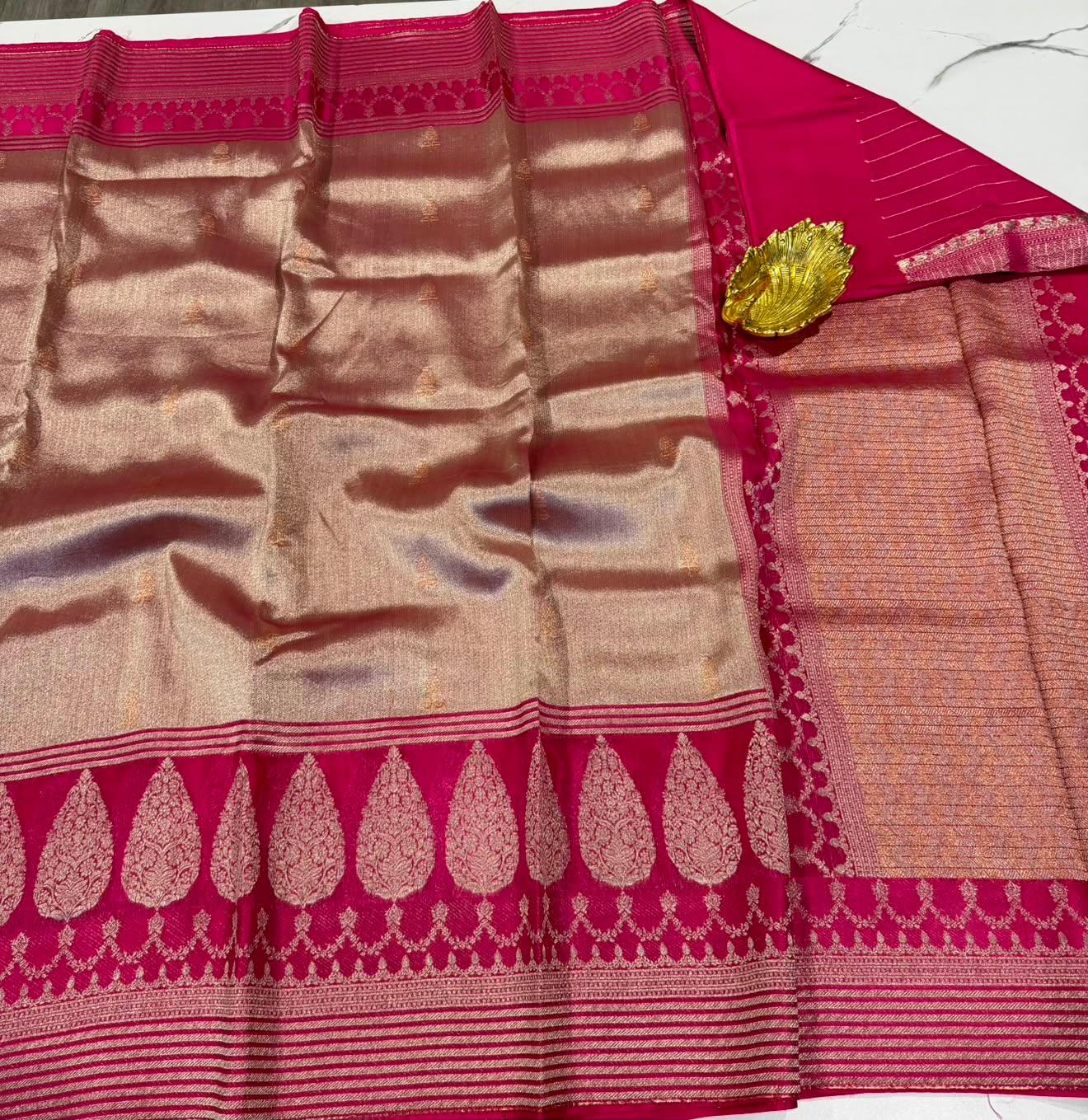 Kk - 4500 Pink colour kanchi kora tissue saree