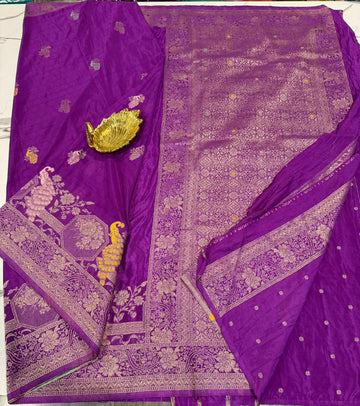 CG-1850 Purple colour banaras crep Georgette saree