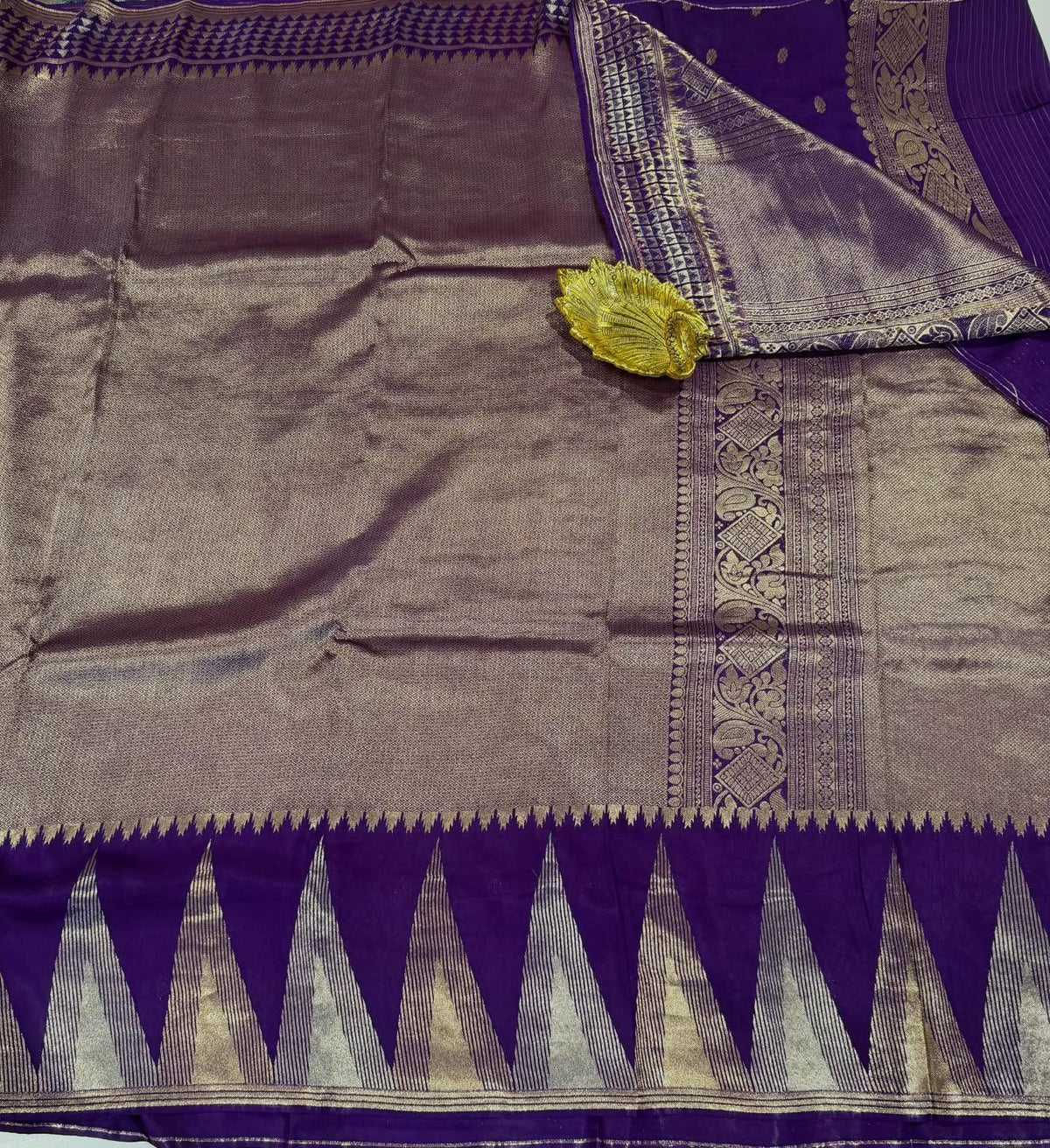 MS-4600 Violet colour Temple tissue saree