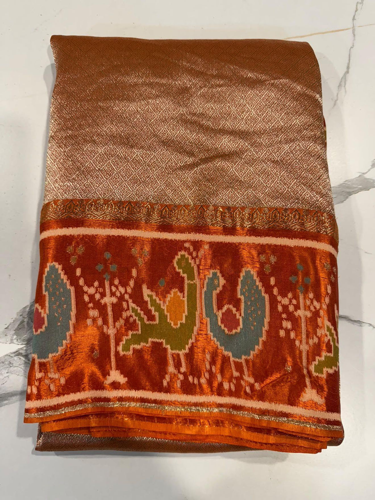 KT-5170 Orange colour kanchi tissue saree