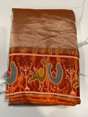 KT-5170 Orange colour kanchi tissue saree