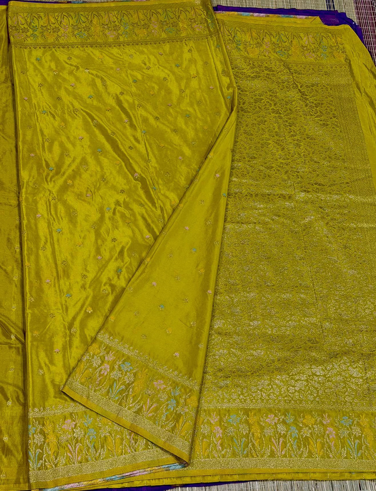 CW-1850 yellow colour benny crepe saree