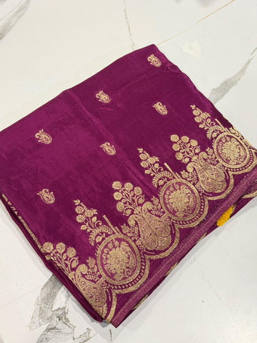 HS-2550 Wine colour Ho crepe saree