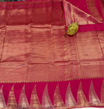 MS-4600 Rani Pink  colour Temple tissue saree