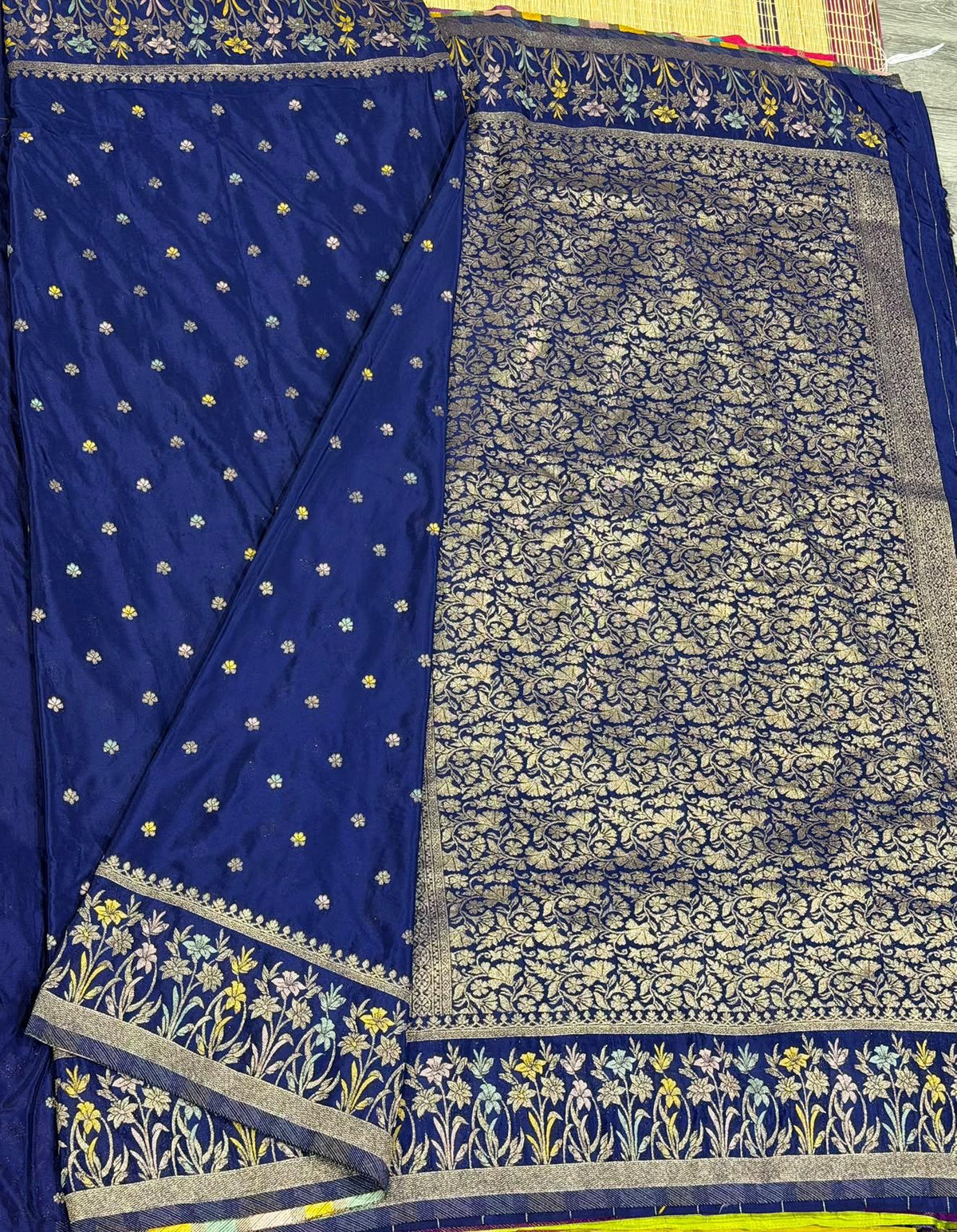 CW-1850 Dark blue colour benny crepe saree