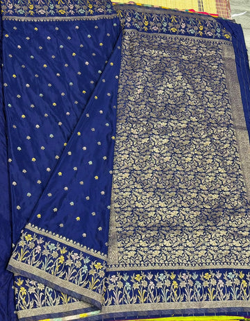 CW-1850 Dark blue colour benny crepe saree