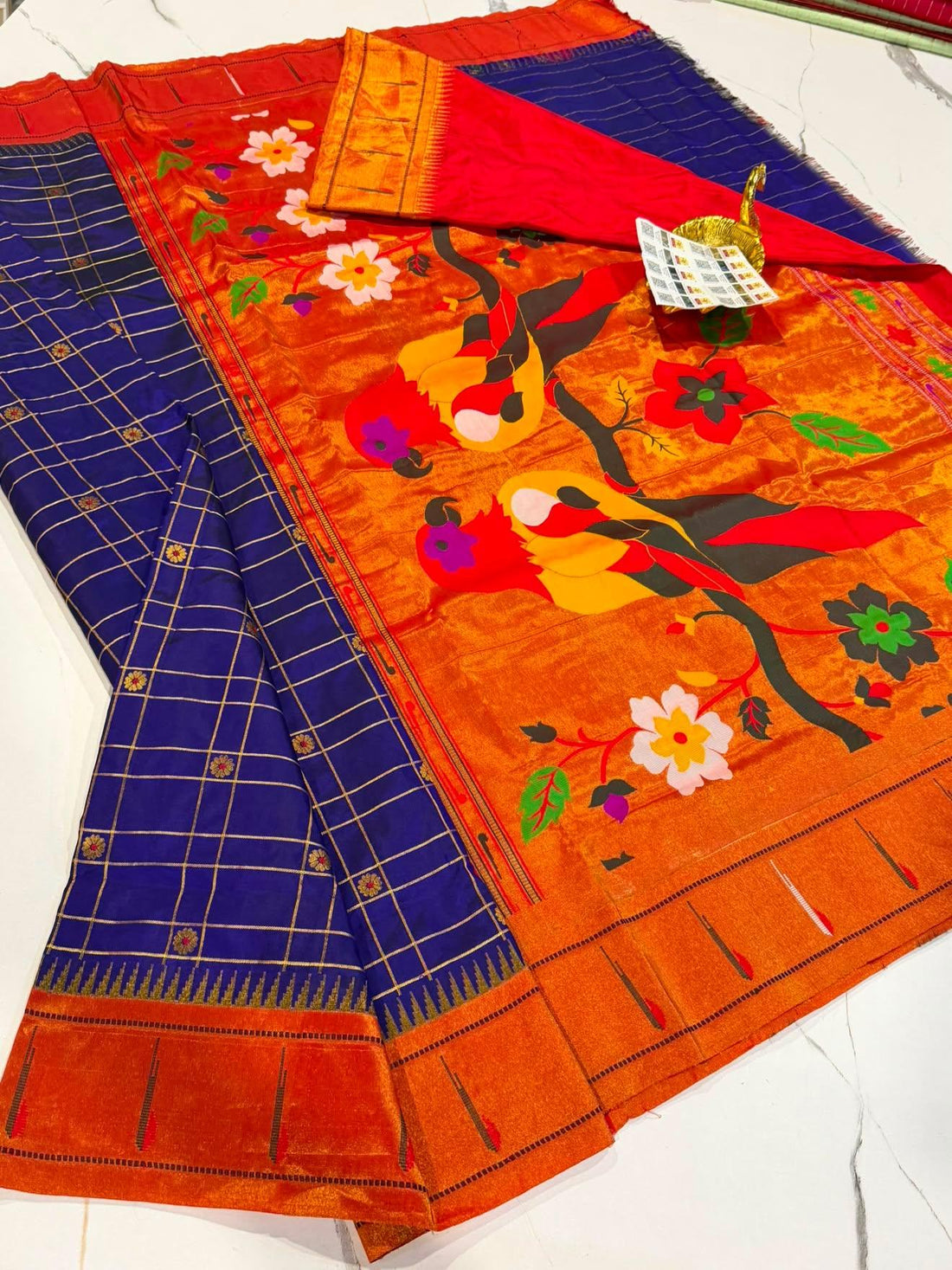SCB-14 Royal blue colour single Muniya paithani Saree