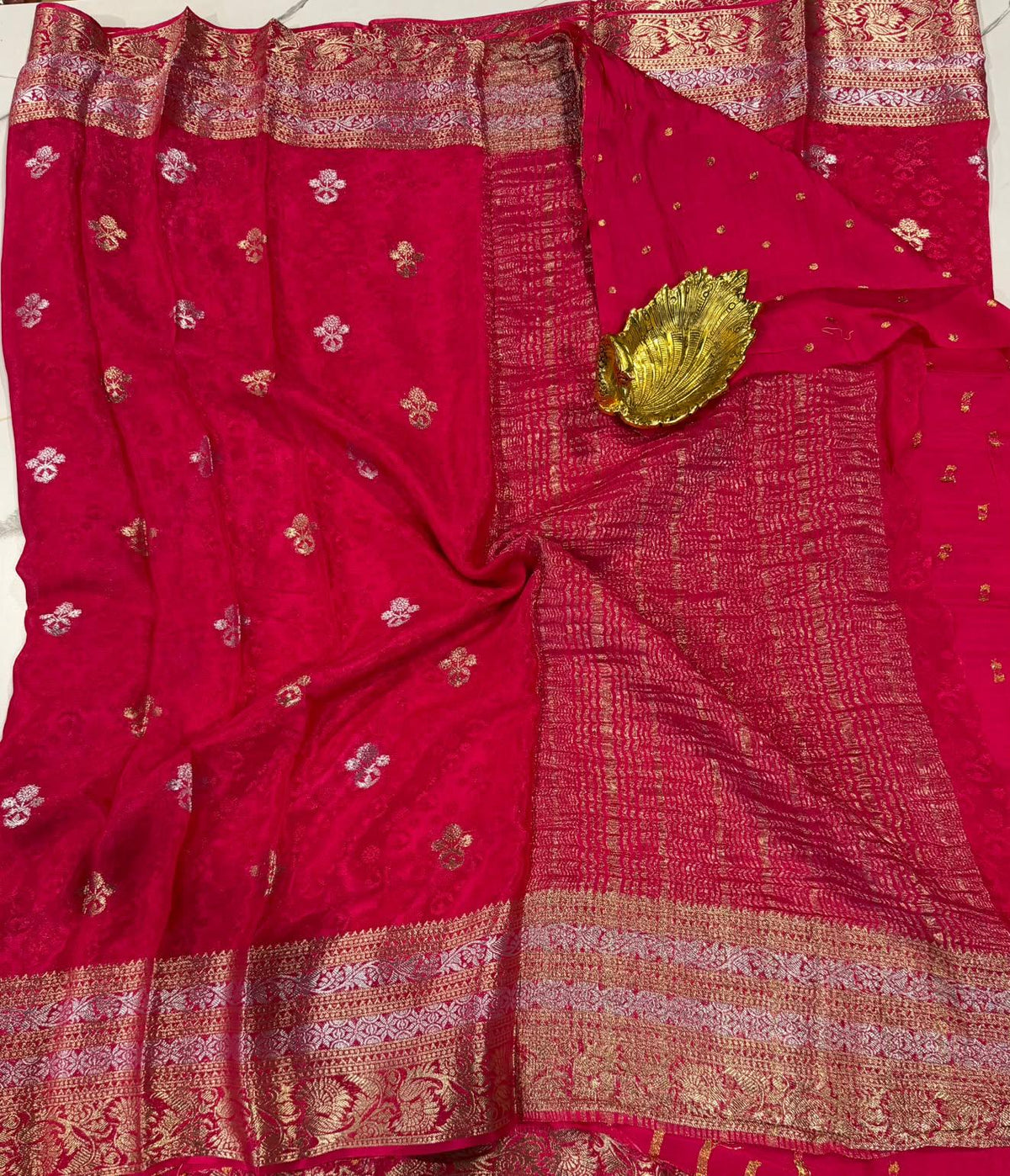 M-2350 Rani pink colour Mizoram silk saree