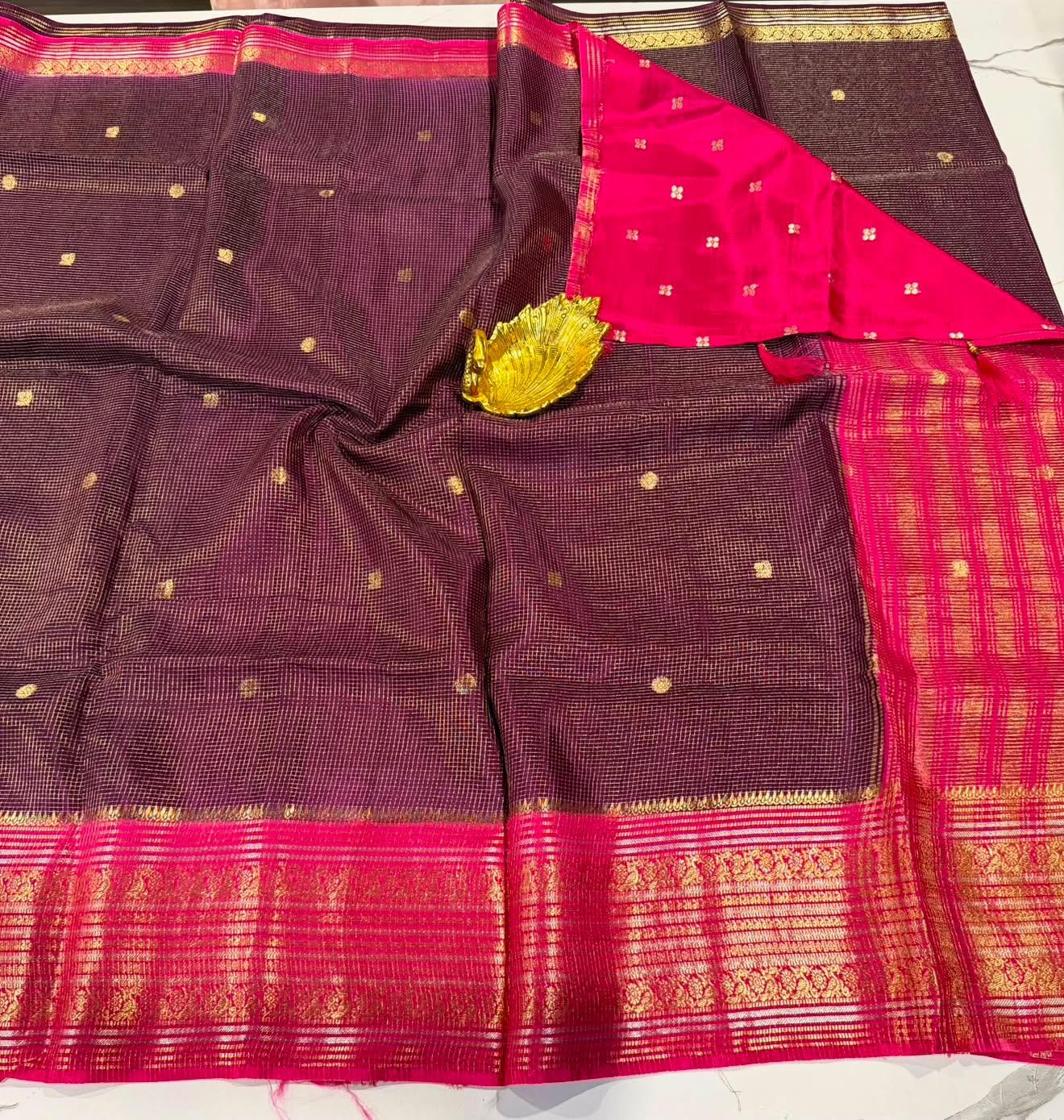 VKC2149BB - Wine n pink colour  Brdr Vintage Kanchi saree
