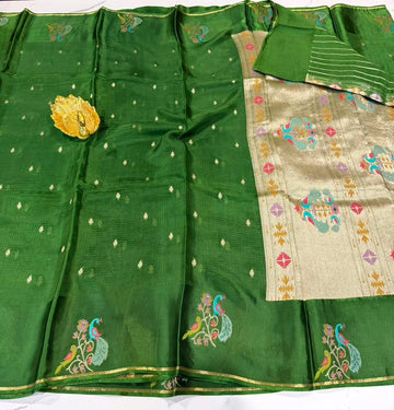 ML-4300 Green colour Manipuri premium kota silk saree