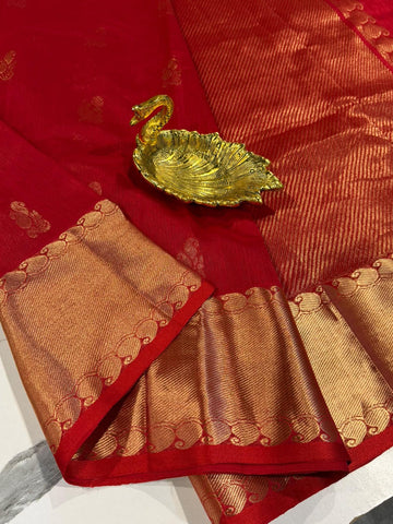 G-4200 Red Colour Pure Handloom Mangalagiri Pattu saree
