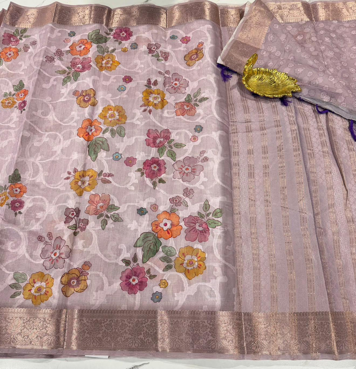 Bc-1799 Lavender colour Brasso cotton sarees