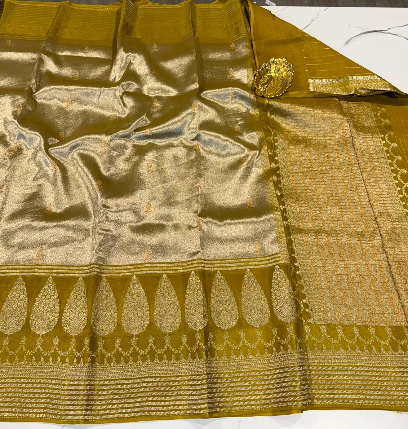 Kk - 4500 Pesara green colour kanchi kora tissue saree
