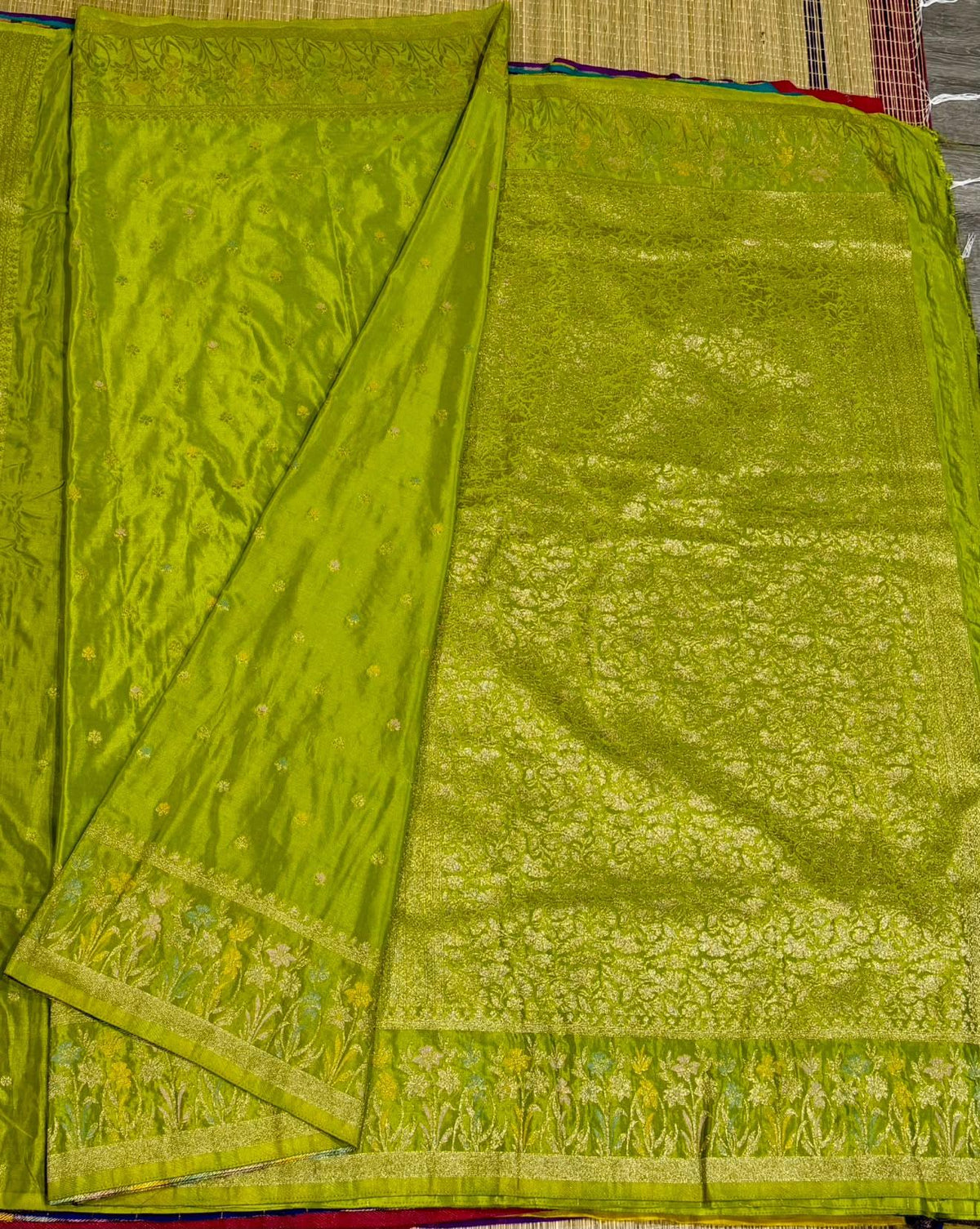 CW-1850 Pesara green colour benny crepe saree
