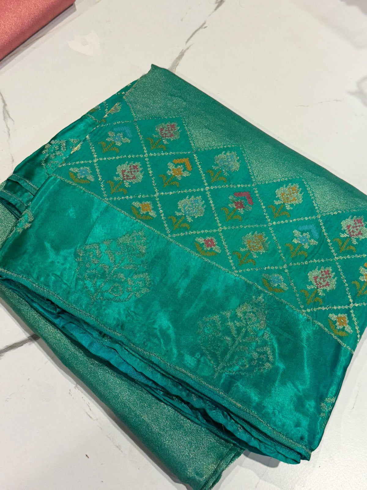 S-3200 Sea blue colour Kanchi tissue saree
