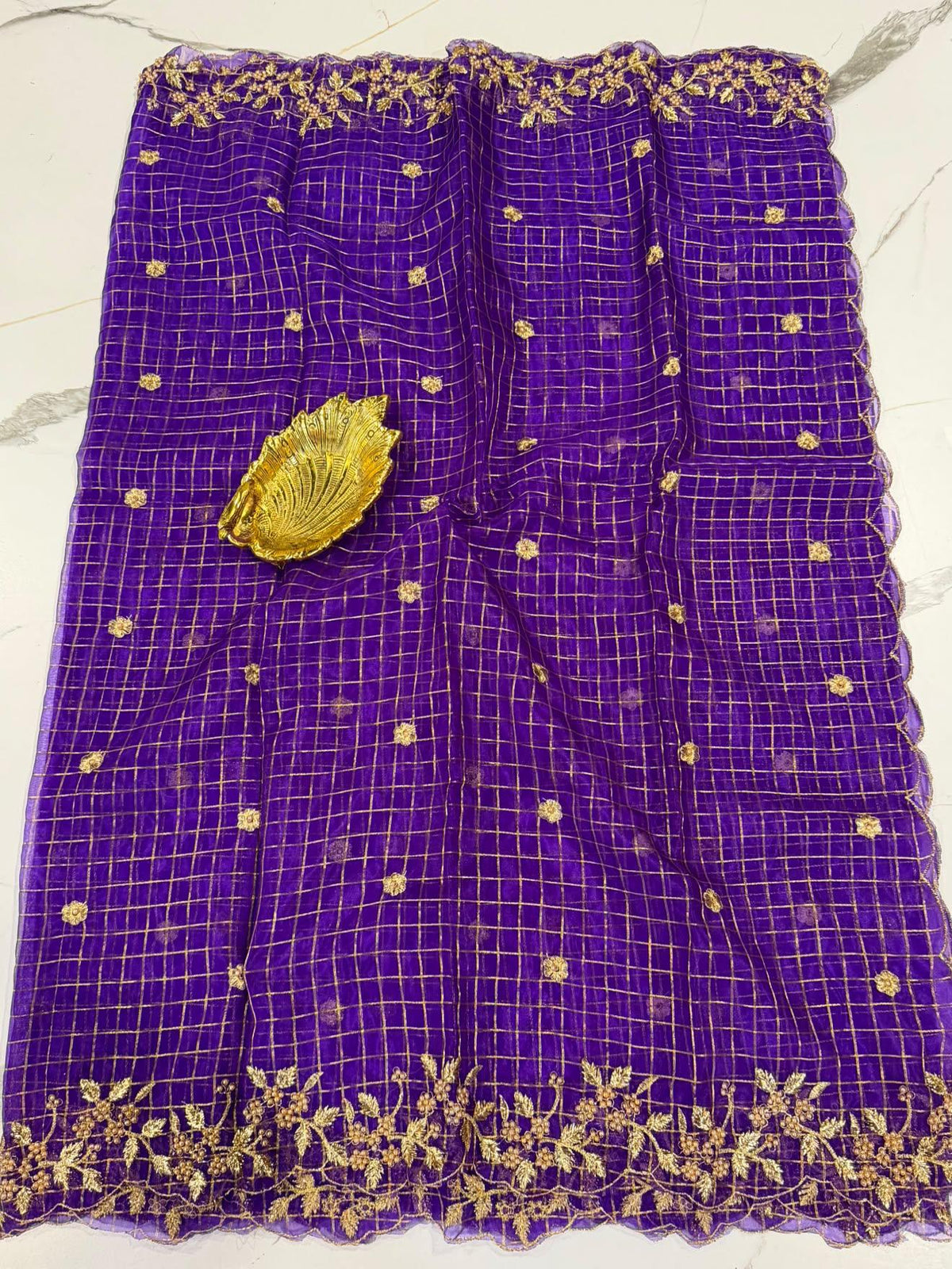 Violet Organza cut work dupatta