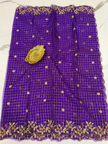 Violet Organza cut work dupatta