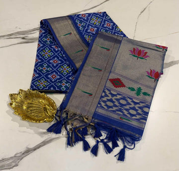 LD-21 muniya navaratna patola sarees navi blue colour
