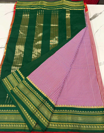 LD-N22 narayanapeta checks sarees pink and green saree