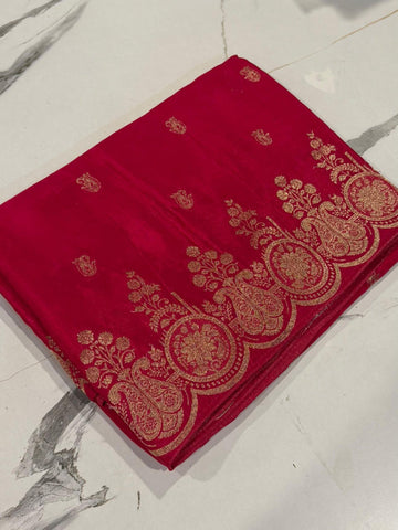 HS-2550 Rani pink colour Ho crepe saree
