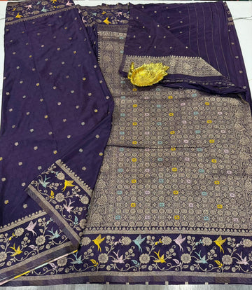 BCP-1850 Ink blue colour benny crepe saree