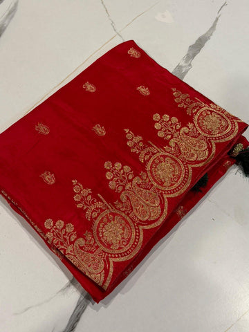 HS-2550 Red colour Ho crepe saree