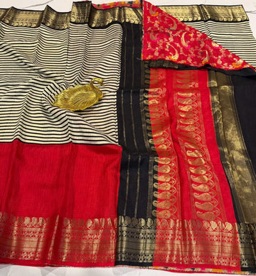 LD-2650 Ganga Jamuna saree black and red saree