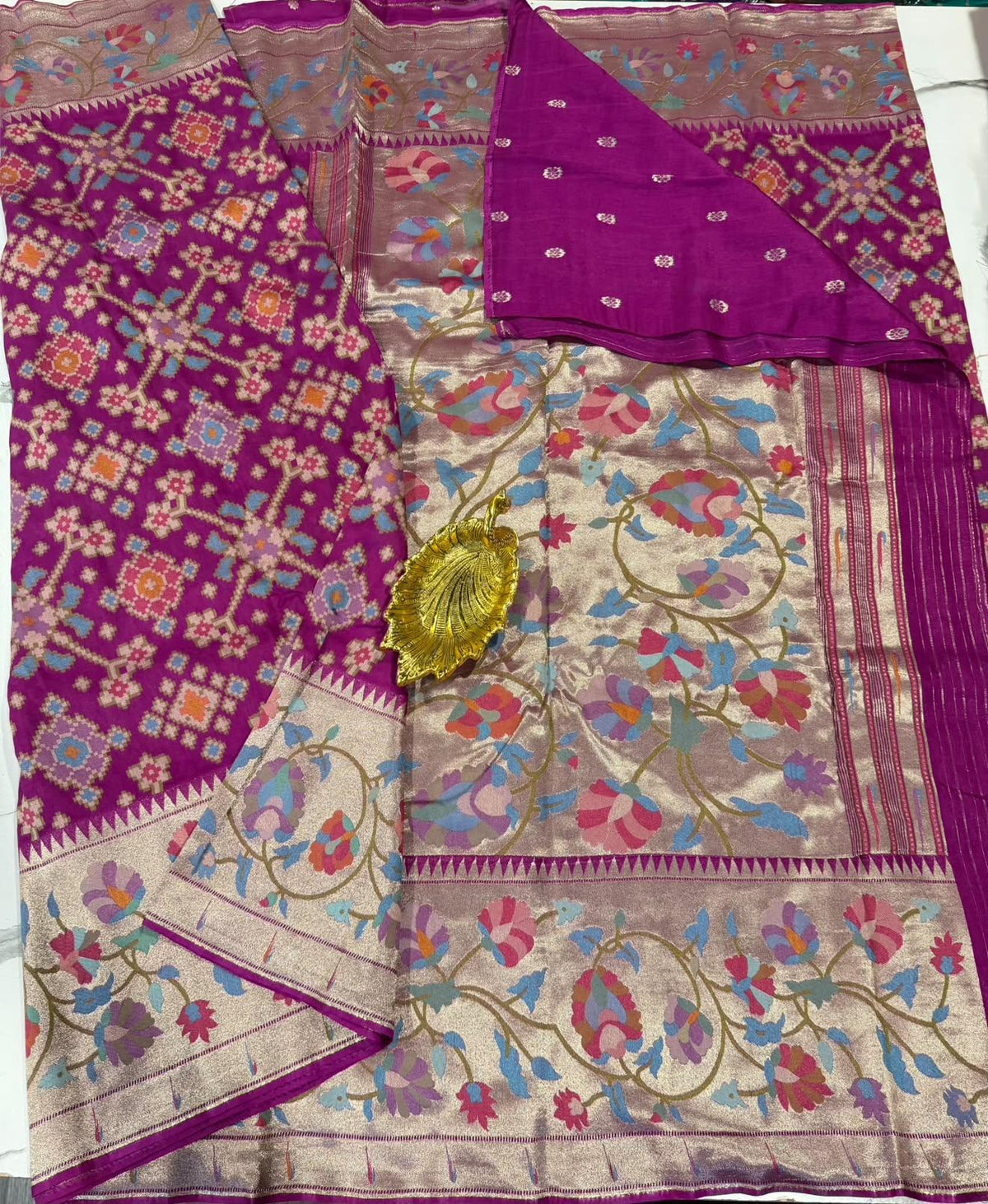 PZ-5999 Purple colour Fusion Patola paithani saree