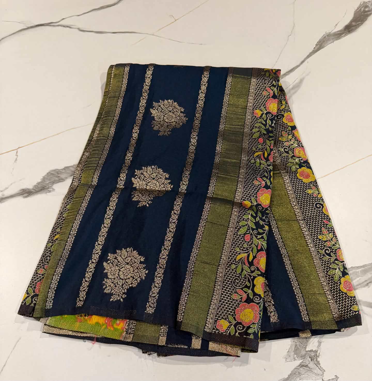 LD-M16 munga crape sarees peacock blue colour