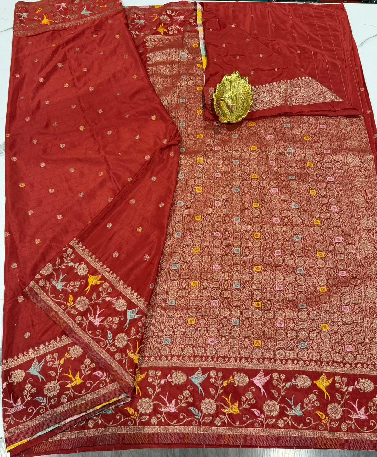 BCP-1850 Rust colour benny crepe saree
