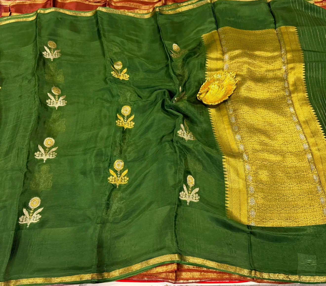 ME-3350 Dark green colour Manipuri Kota silk saree