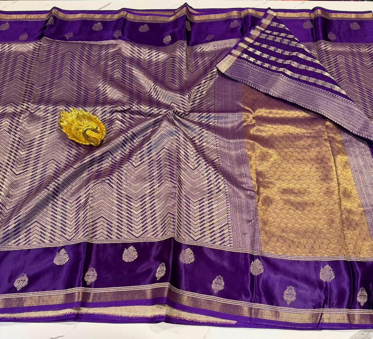 KA-4200 violet colour kanchi kora saree