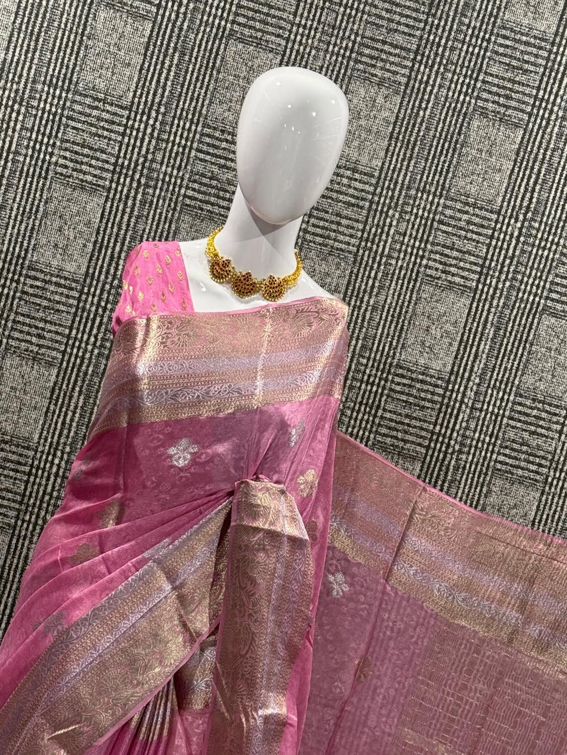 M-2350 Baby pink colour Mizoram silk saree