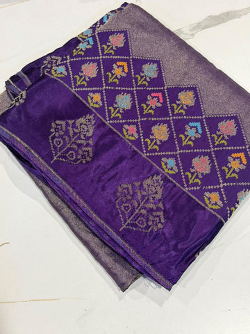 S-3200 Violet colour Kanchi tissue saree