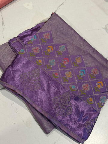 S-3200 Lavender colour Kanchi tissue saree