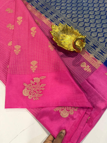 L-2050 Pink nd Violet colour Georgette satin borders saree