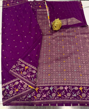 BCP-1850 Meganta colour benny crepe saree