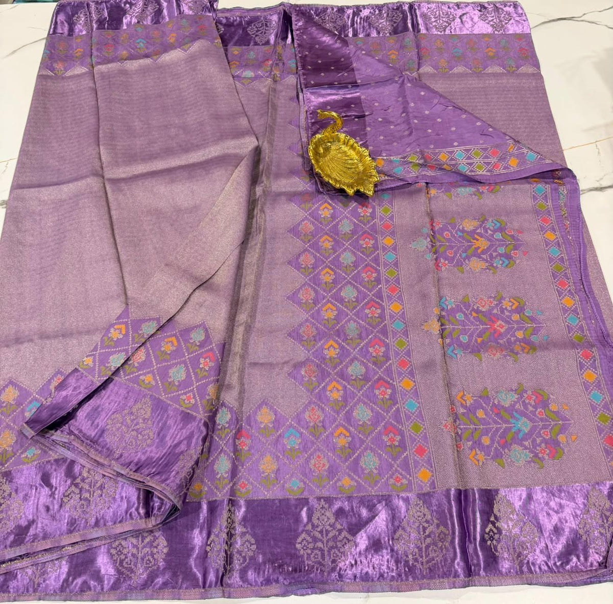 S-3200 Lavender colour Kanchi tissue saree