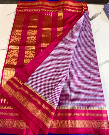 LD-N22 narayanapeta checks sarees purple and pink saree
